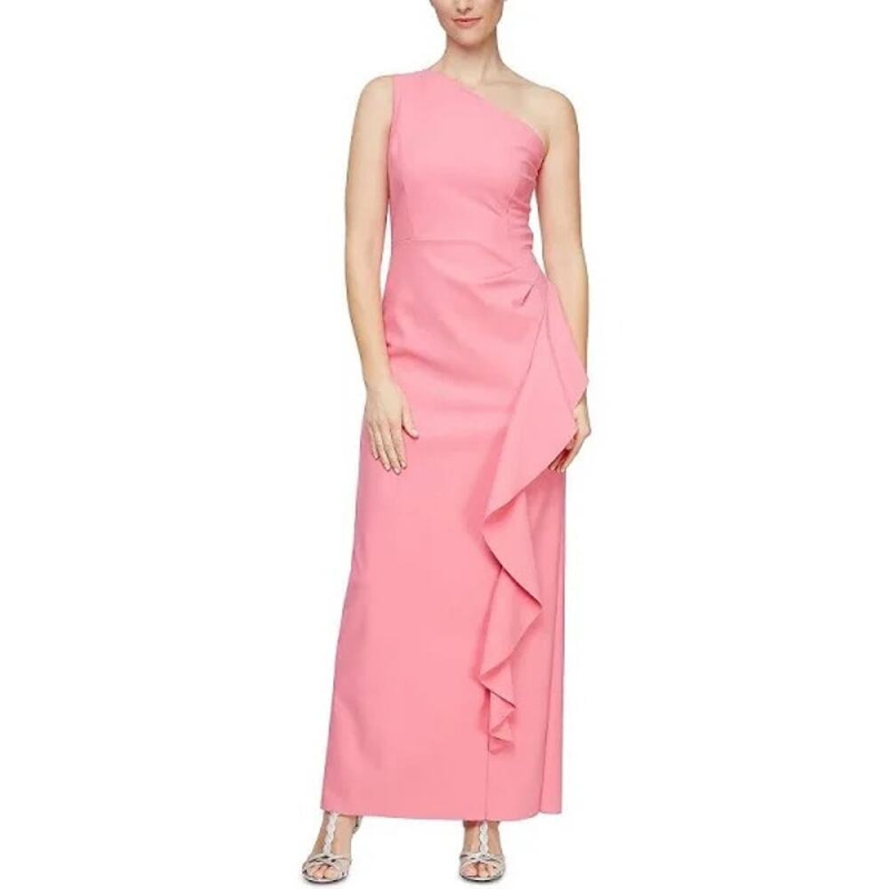 Alex & Eve by Alex Evenings One Shoulder Formal Dress- Ruffle Dress – Size 8